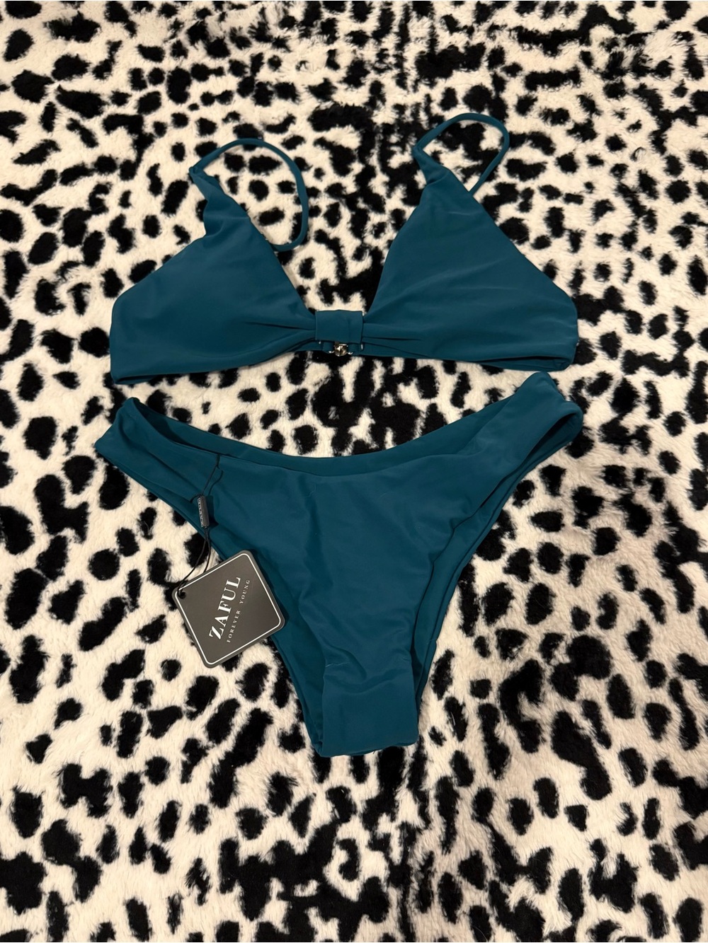 Zaful Teal Bikini Set - Deep Teal Triangle Top & Hipster Bottoms
